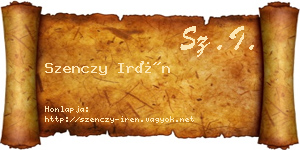 Szenczy Irén névjegykártya